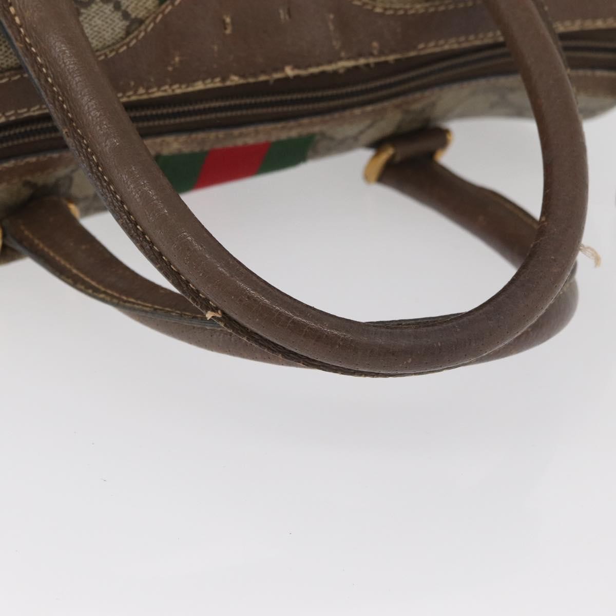 Gucci GUCCI GG Supreme Web Sherry Line Boston Bag PVC Beige Gold 40 02 006 Authentic BAZ556