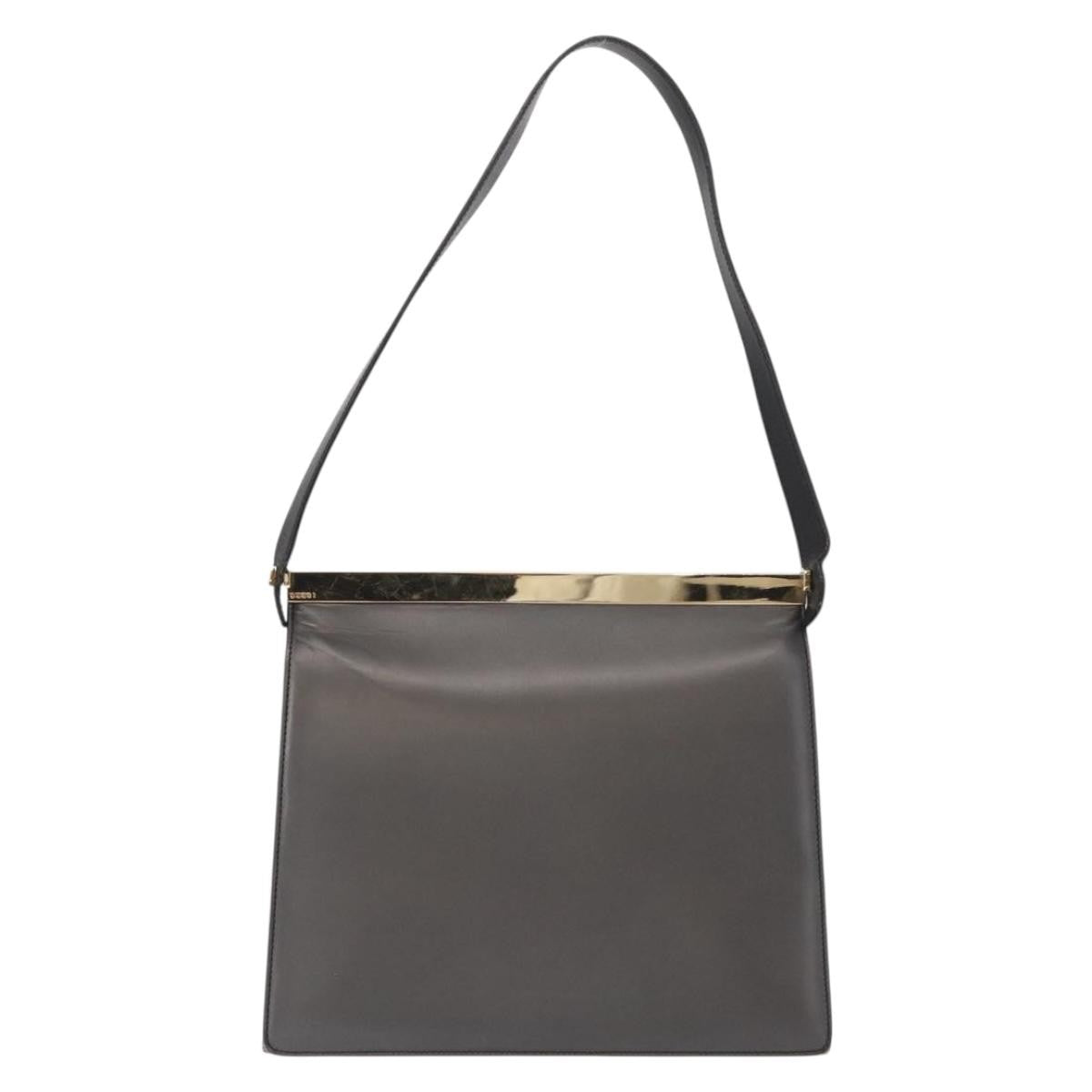 Gucci GUCCI Shoulder Bag Leather Black Gold Authentic BA8638