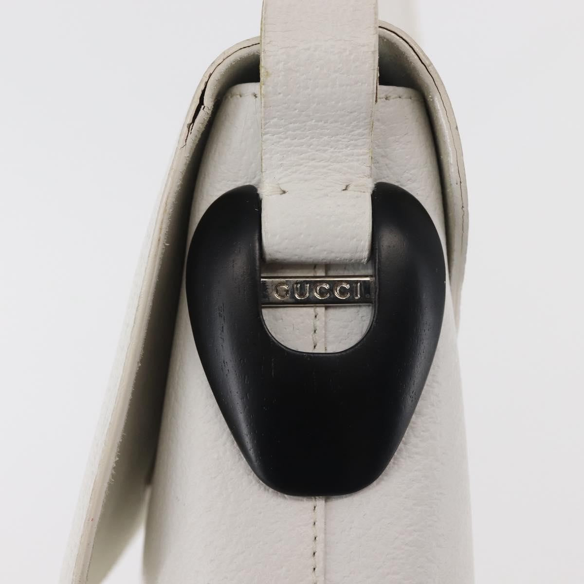 Gucci GUCCI Shoulder Bag Leather White Silver 001 1998 1767 Authentic BA5637