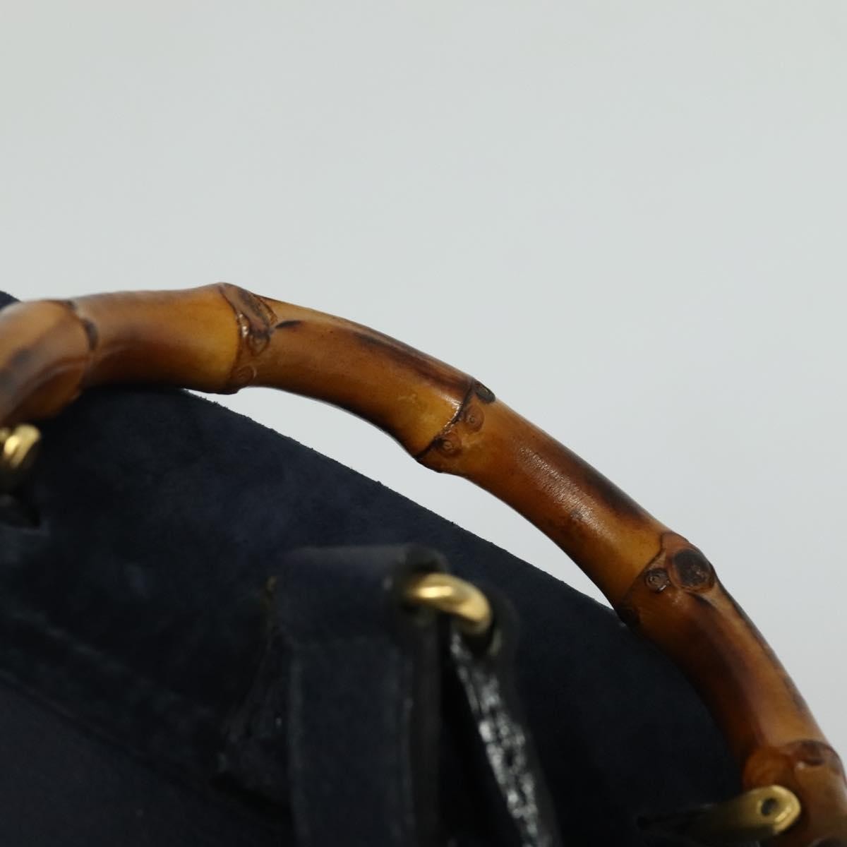 Gucci GUCCI Bamboo Backpack Suede Navy Gold 003 2034 0030 Authentic ep10733 Bag