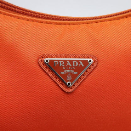 Prada PRADA Accessory Pouch Nylon Orange Silver Authentic 158663V Bag