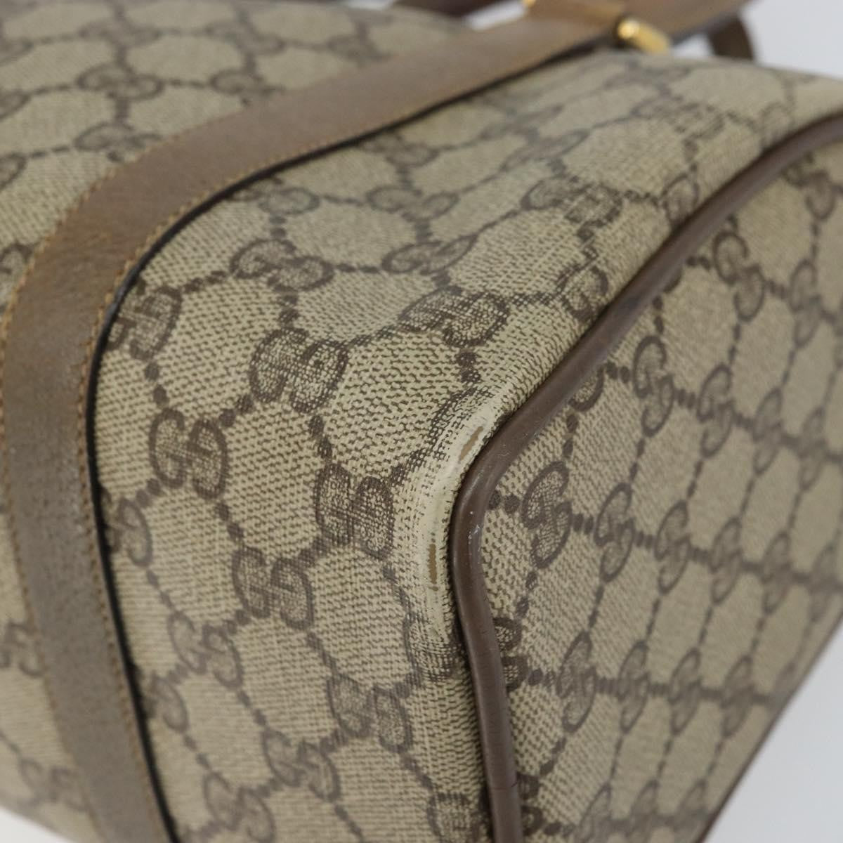 Gucci GUCCI GG Supreme Web Sherry Line Hand Bag PVC Beige 116 02 006 Authentic 162248