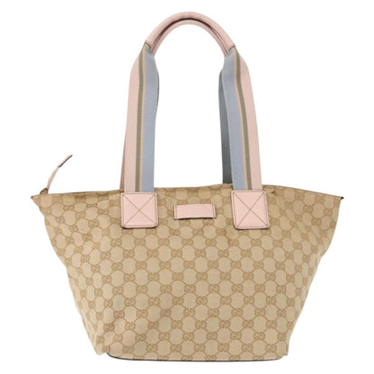 Gucci GUCCI GG Canvas Sherry Line Tote Bag Beige Pink 131230 Authentic 152017