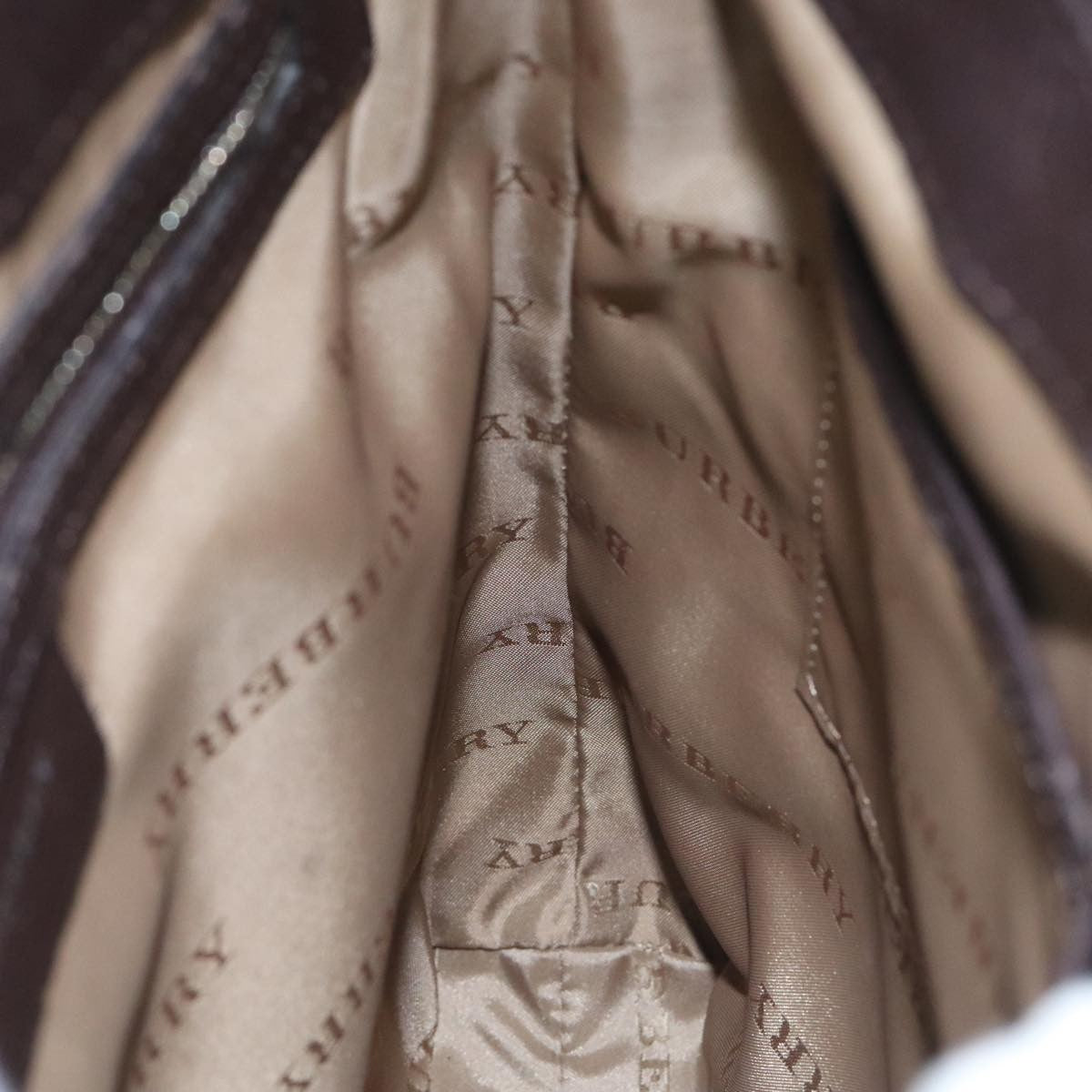 Burberry BURBERRY Nova Check Shoulder Bag Nylon Leather Gray Beige Silver Authentic 92799