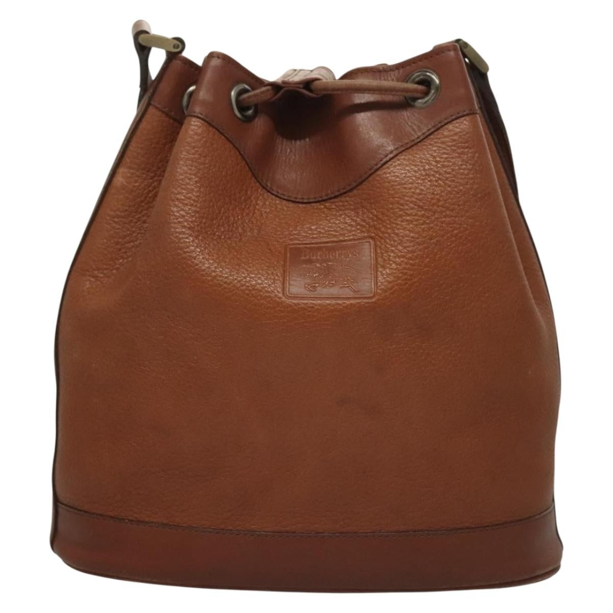 Burberrys Burberrys Shoulder Bag Leather Brown Gold Authentic ep9966