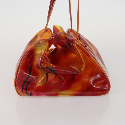 Dior Christian Dior Hand Bag Vinyl Orange Authentic 177521