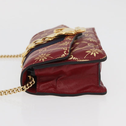 Gucci GUCCI GG Canvas Sylvie Sherry Line Chain Bag Leather Red 494646 Authentic BAZ806A