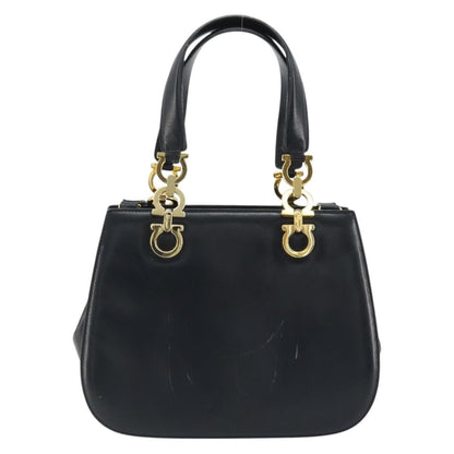 Salvatore Ferragamo Salvatore Ferragamo Gancini Hand Bag Leather 2way Navy Gold Authentic ARZ896
