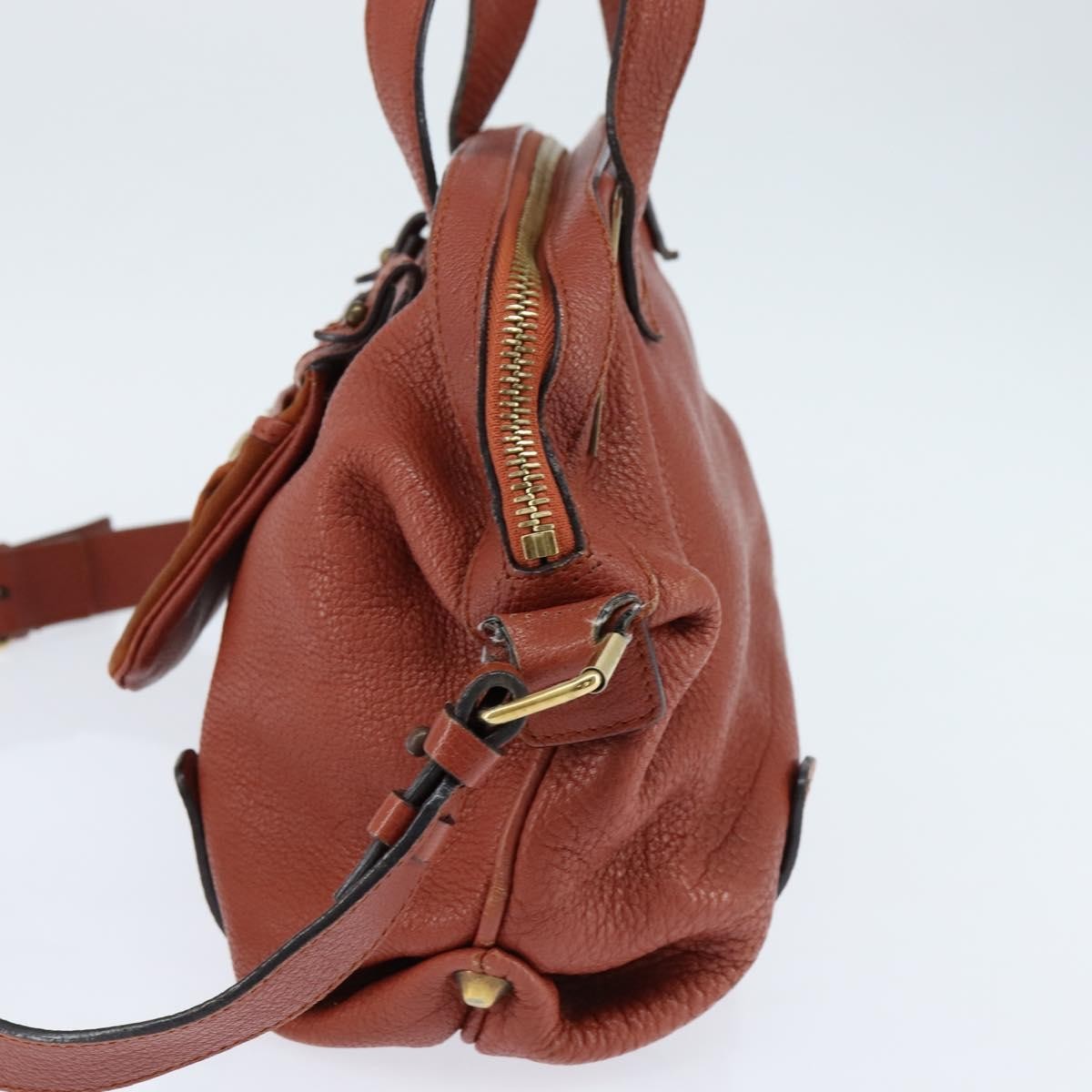 Chloé Chloé Chloe Hand Bag Leather 2way Orange Gold Authentic BA7366