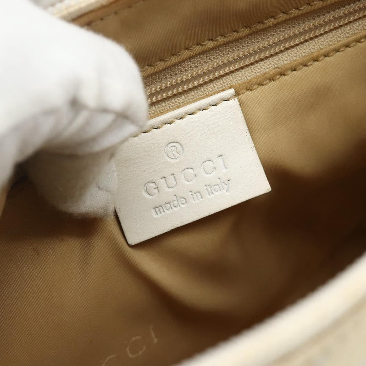 Gucci GUCCI GG Canvas Bamboo Hand Bag Silver Beige 001 3870 Authentic mr2402