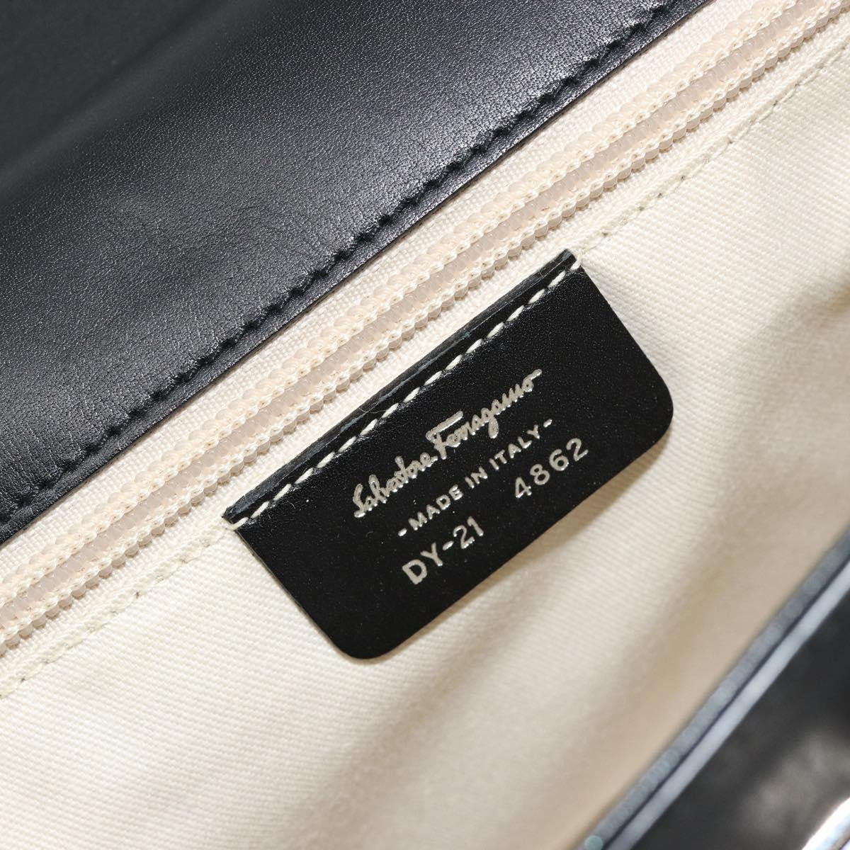 Salvatore Ferragamo Salvatore Ferragamo Gancini Hand Bag Leather Black Silver Authentic 180592