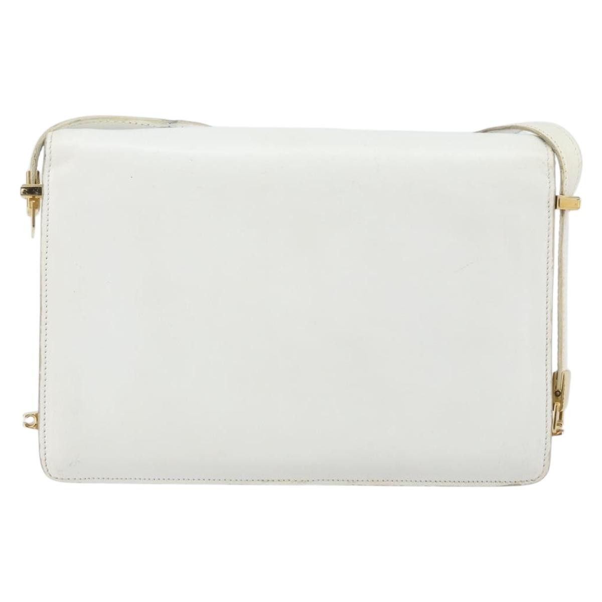 Celine CELINE Shoulder Bag Leather White Gold Authentic 156322