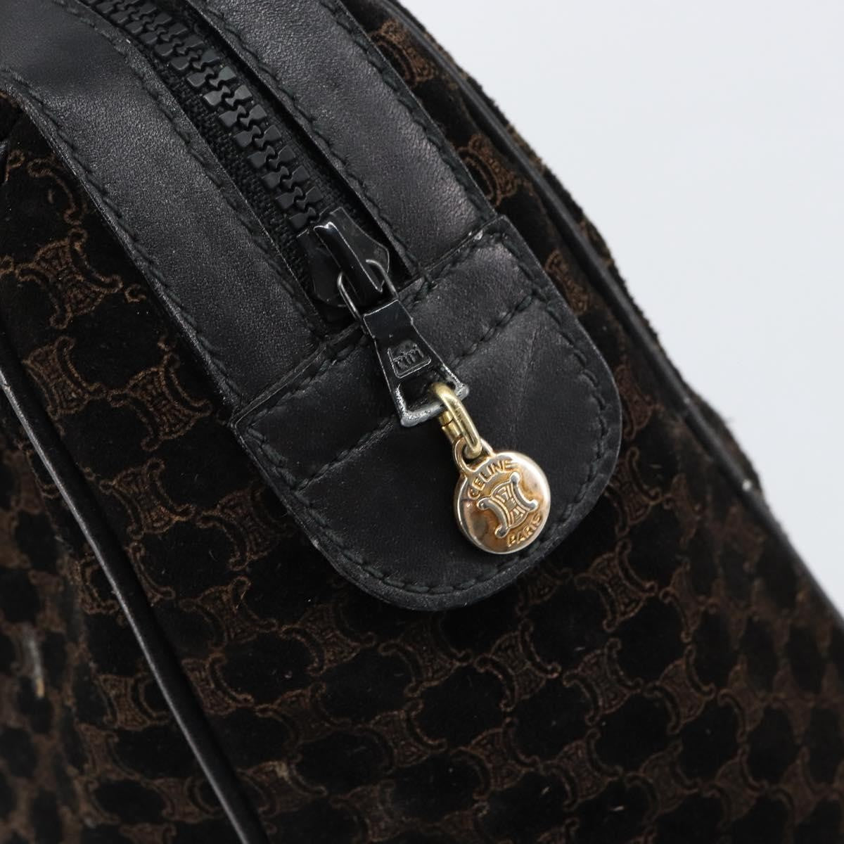 Celine CELINE Macadam Canvas Hand Bag Suede Black Gold Authentic ep11623