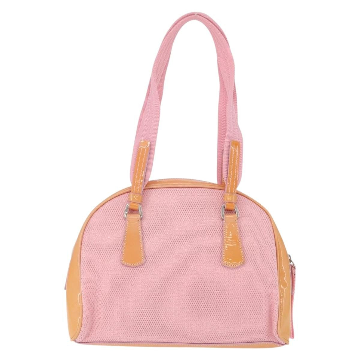 Prada PRADA Hand Bag Canvas Pink Silver Authentic 172212