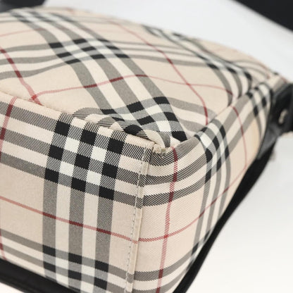 Burberry BURBERRY Nova Check Blue Label Shoulder Bag Nylon Beige Silver Authentic 173694