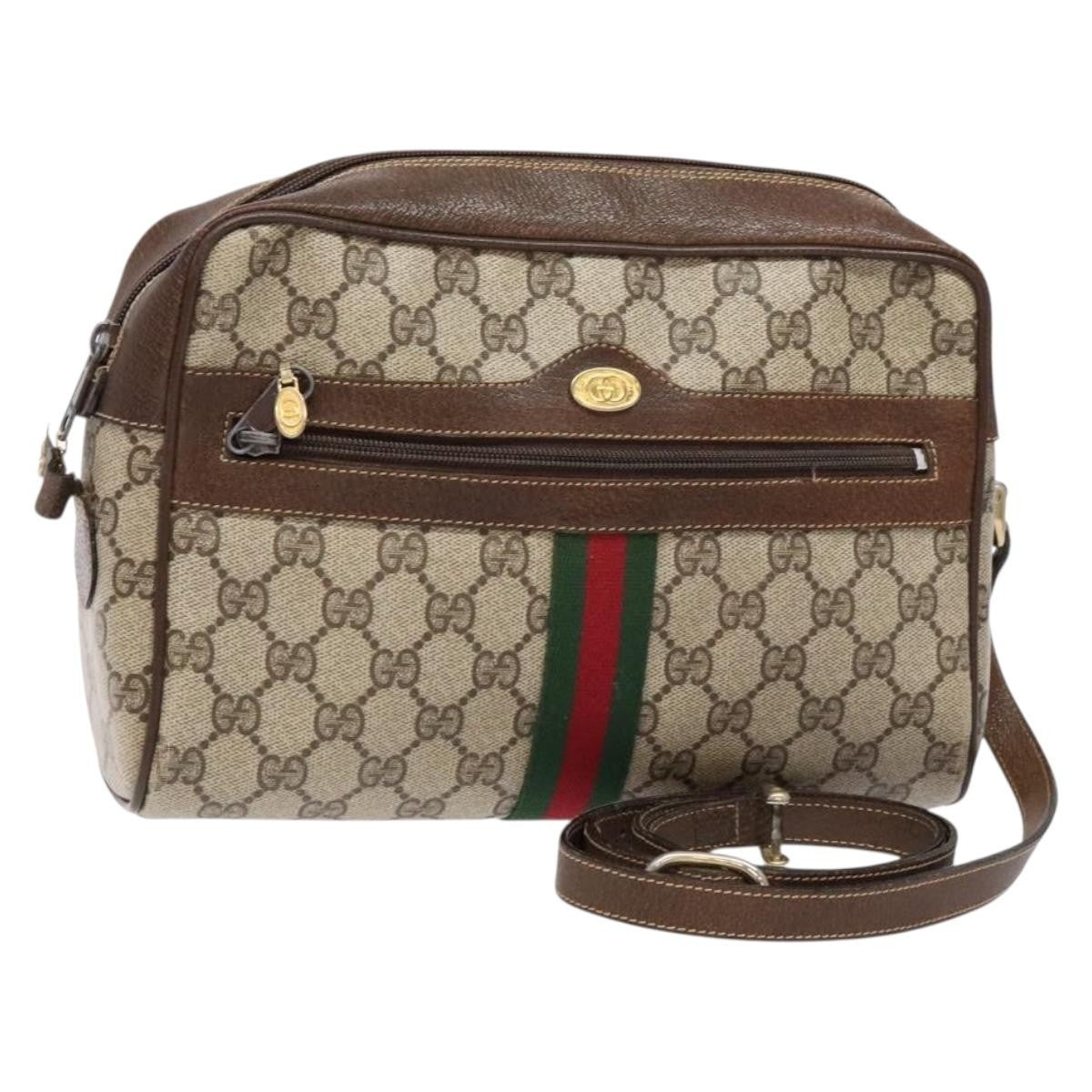 Gucci GUCCI GG Supreme Web Sherry Line Shoulder Bag PVC Beige 001 4071 5 Authentic gh717