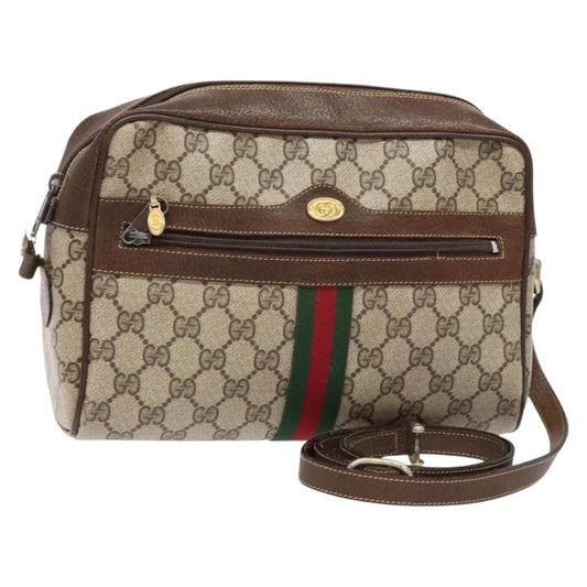 Gucci GUCCI GG Supreme Web Sherry Line Shoulder Bag PVC Beige 001 4071 5 Authentic gh717