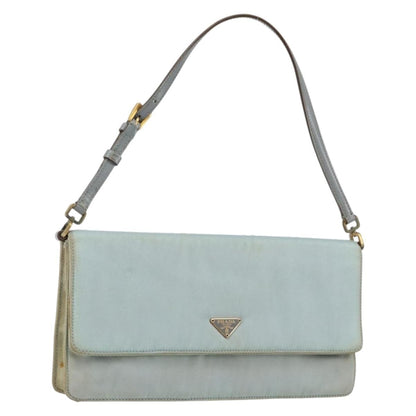 Prada PRADA Shoulder Bag Nylon Light Blue Gold Authentic 143505