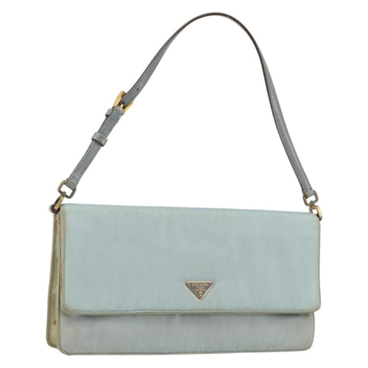 Prada PRADA Shoulder Bag Nylon Light Blue Gold Authentic 143505