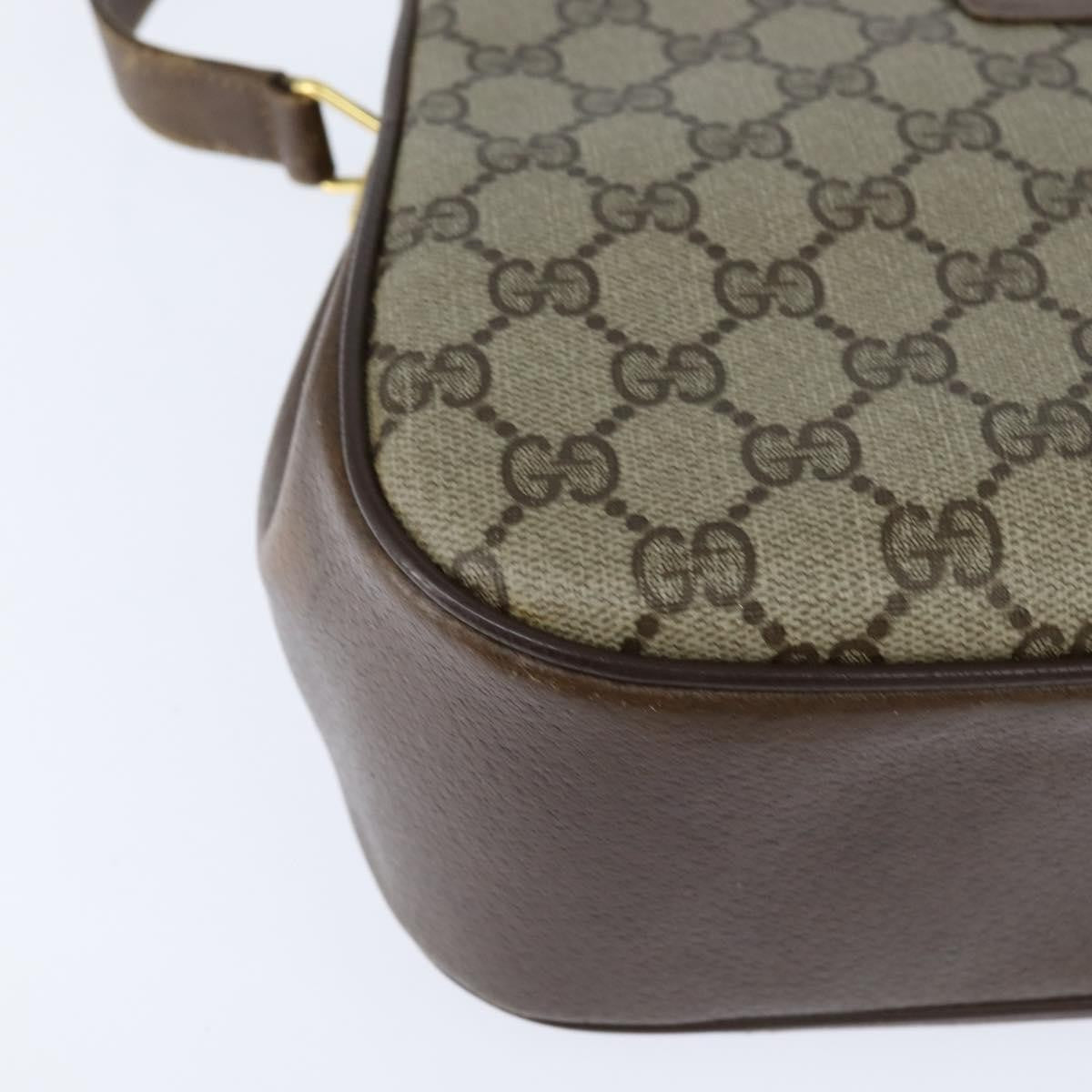 Gucci GUCCI GG Supreme Web Sherry Line Bag PVC Beige Gold 116 02 076 Authentic 148812