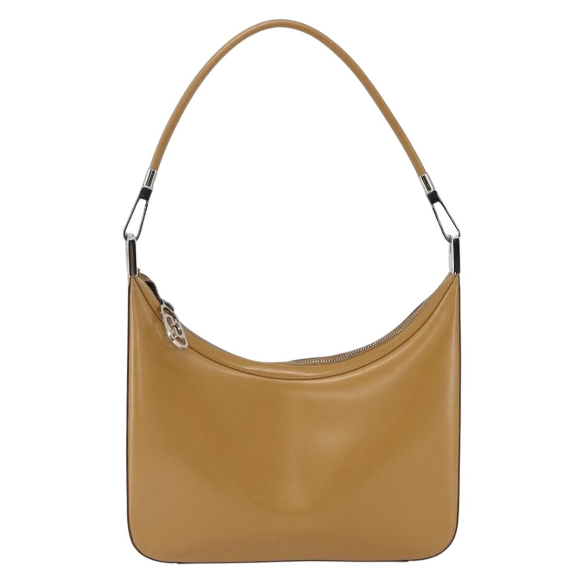 Gucci GUCCI Shoulder Bag Leather Brown Silver 001 3812 Authentic BA10652