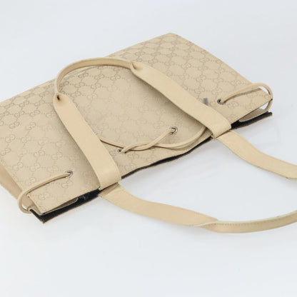 Gucci GUCCI GG Canvas Tote Bag Beige Silver 002 1053 Authentic 170373