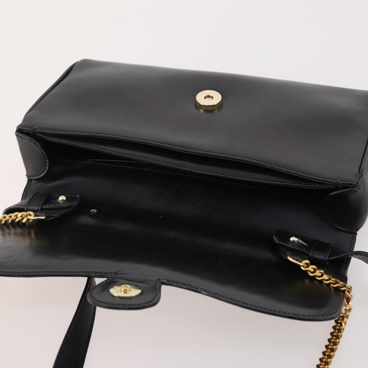 Celine CELINE Chain Shoulder Bag Leather Black Gold Authentic BAZ281
