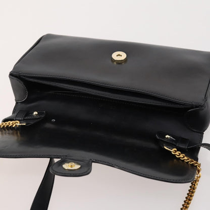 Celine CELINE Chain Shoulder Bag Leather Black Gold Authentic BAZ281