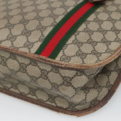 Gucci GUCCI GG Supreme Web Sherry Line Hand Bag PVC Beige Gold Authentic ar13384