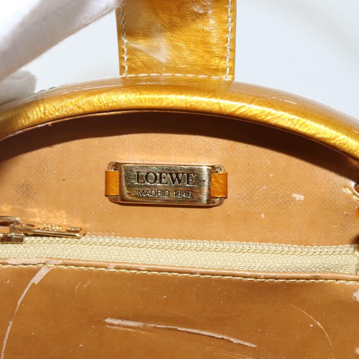 Loewe LOEWE Hand Bag Patent leather 2way Gold Authentic ka527