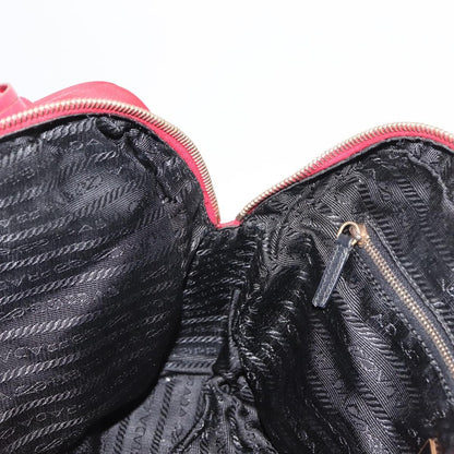 Prada PRADA Hand Bag Nylon Red Gold Authentic ki6141