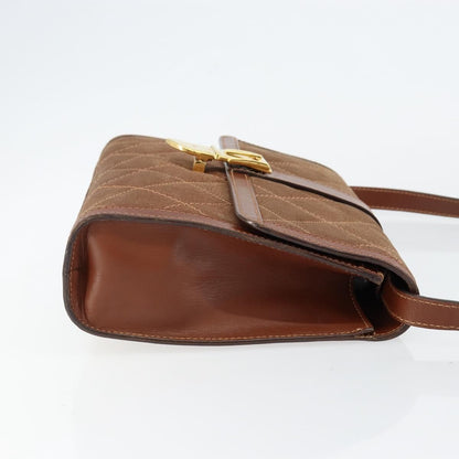 Gucci GUCCI Shoulder Bag Suede Leather Brown Gold Authentic 146416