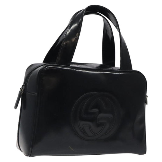 Gucci GUCCI Hand Bag Patent Leather Black Silver 000 1274 0505 Authentic ep8594