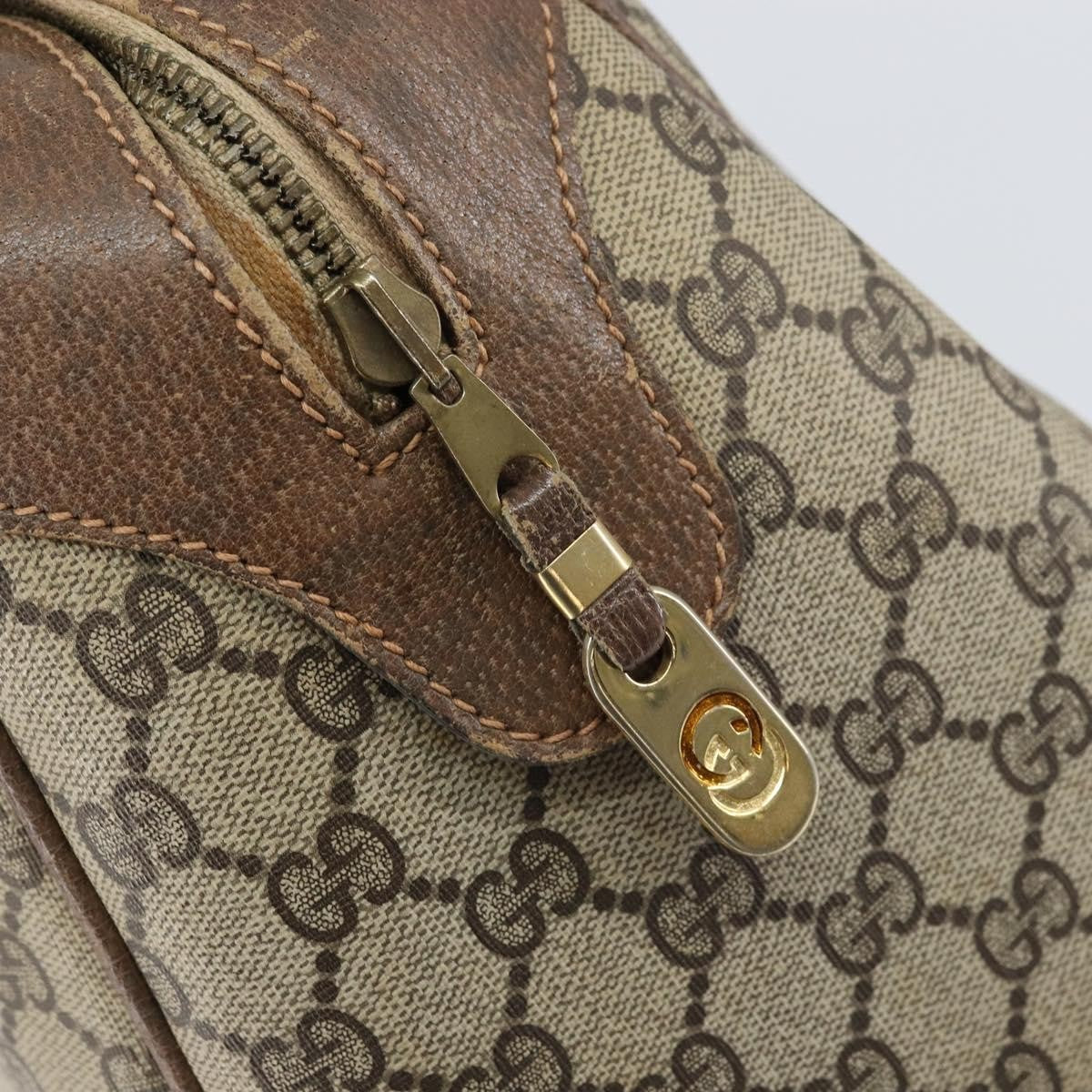 Gucci GUCCI GG Supreme Boston Bag PVC Beige Gold Authentic 156838
