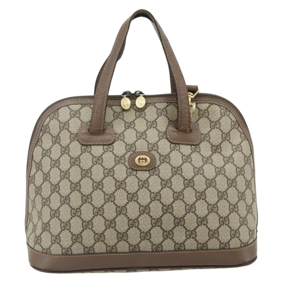 Gucci GUCCI GG Supreme Hand Bag PVC 2way Beige Gold Authentic 179199