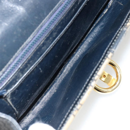 Gucci GUCCI GG Canvas Shoulder Bag Beige Navy Gold Authentic 92734