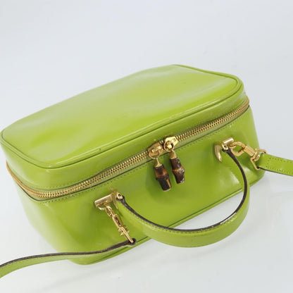 Gucci GUCCI Bamboo Hand Bag Enamel 2way Green Gold 000 2040 0323 Authentic 160576