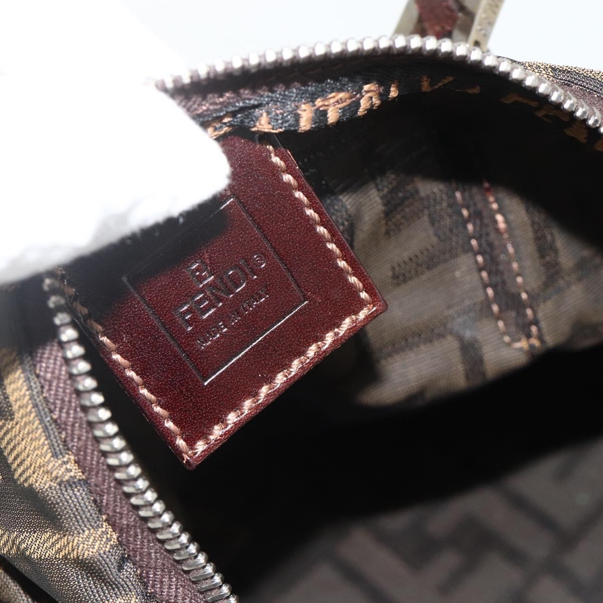 Fendi FENDI Zucca Canvas Hand Bag Black Brown Authentic 175169