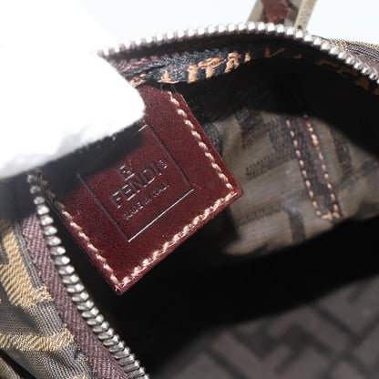 Fendi FENDI Zucca Canvas Hand Bag Black Brown Authentic 175169