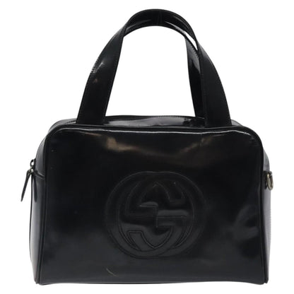 Gucci GUCCI Hand Bag Patent Leather Black Silver 000 1274 0505 Authentic ep8594