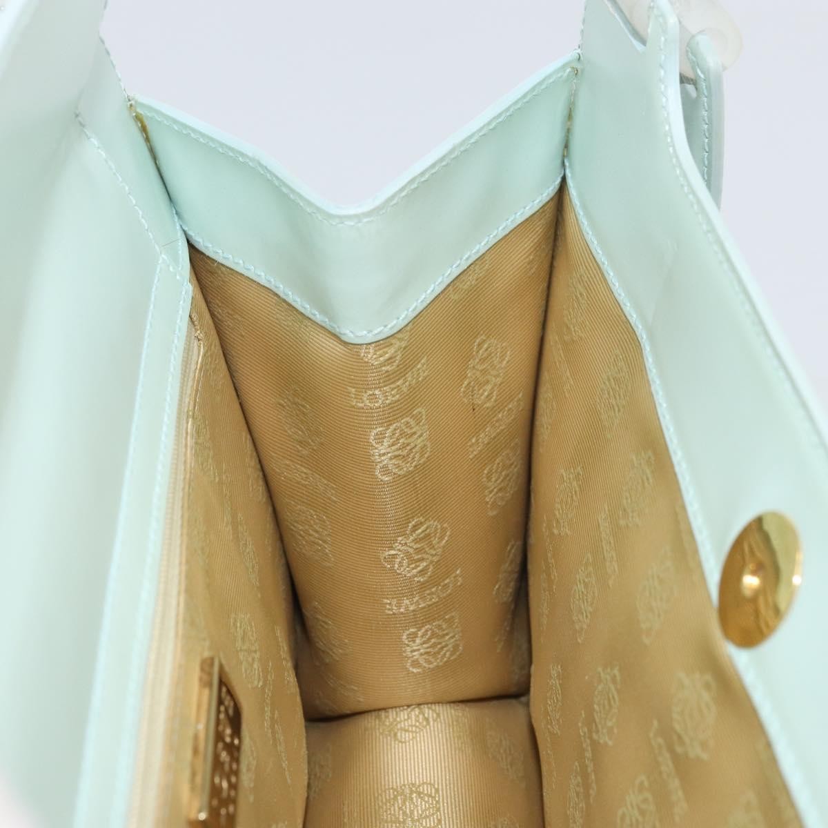 Loewe LOEWE Hand Bag Suede Baby Blue Gold Authentic YKZ454