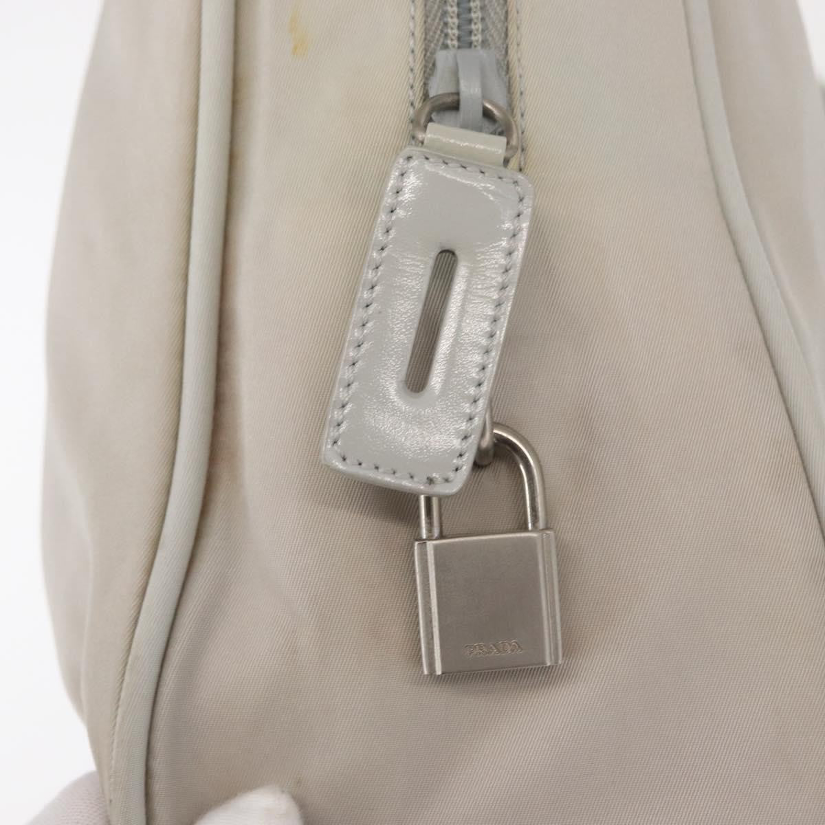 Prada PRADA Tote Bag Nylon White Silver Authentic am10449
