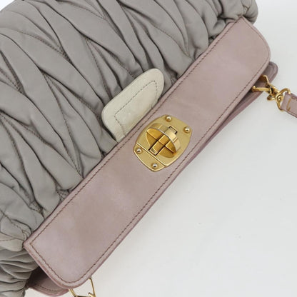 Miu Miu Miu Miu Matelasse Shoulder Bag Leather Gray Gold Authentic 162864