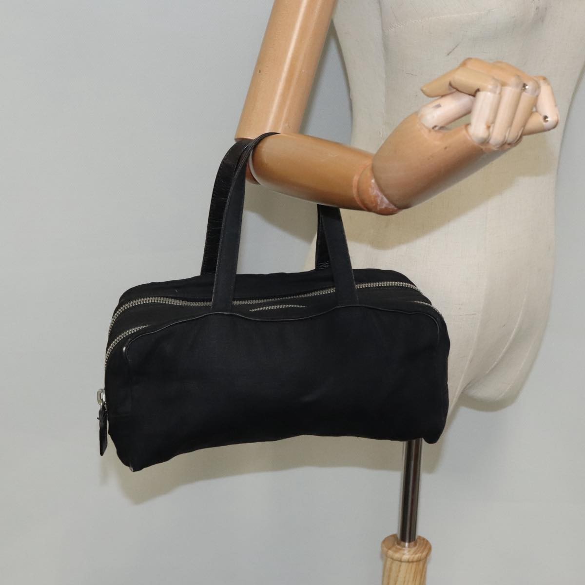 Fendi FENDI Hand Bag Cotton Nylon Black Silver Authentic ti2136