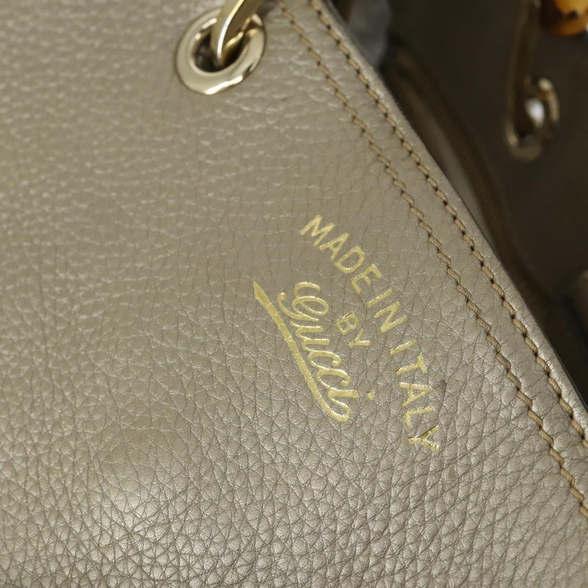 Gucci GUCCI Bamboo Hand Bag Leather 2way Beige Gold 323660 Authentic ka1163