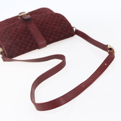 Celine CELINE Macadam Canvas Shoulder Bag Suede Bordeaux Gold Authentic BA7684