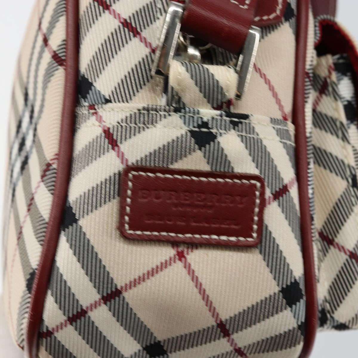 Burberry BURBERRY Nova Check Blue Label Shoulder Bag Canvas Beige Silver Authentic bs29446