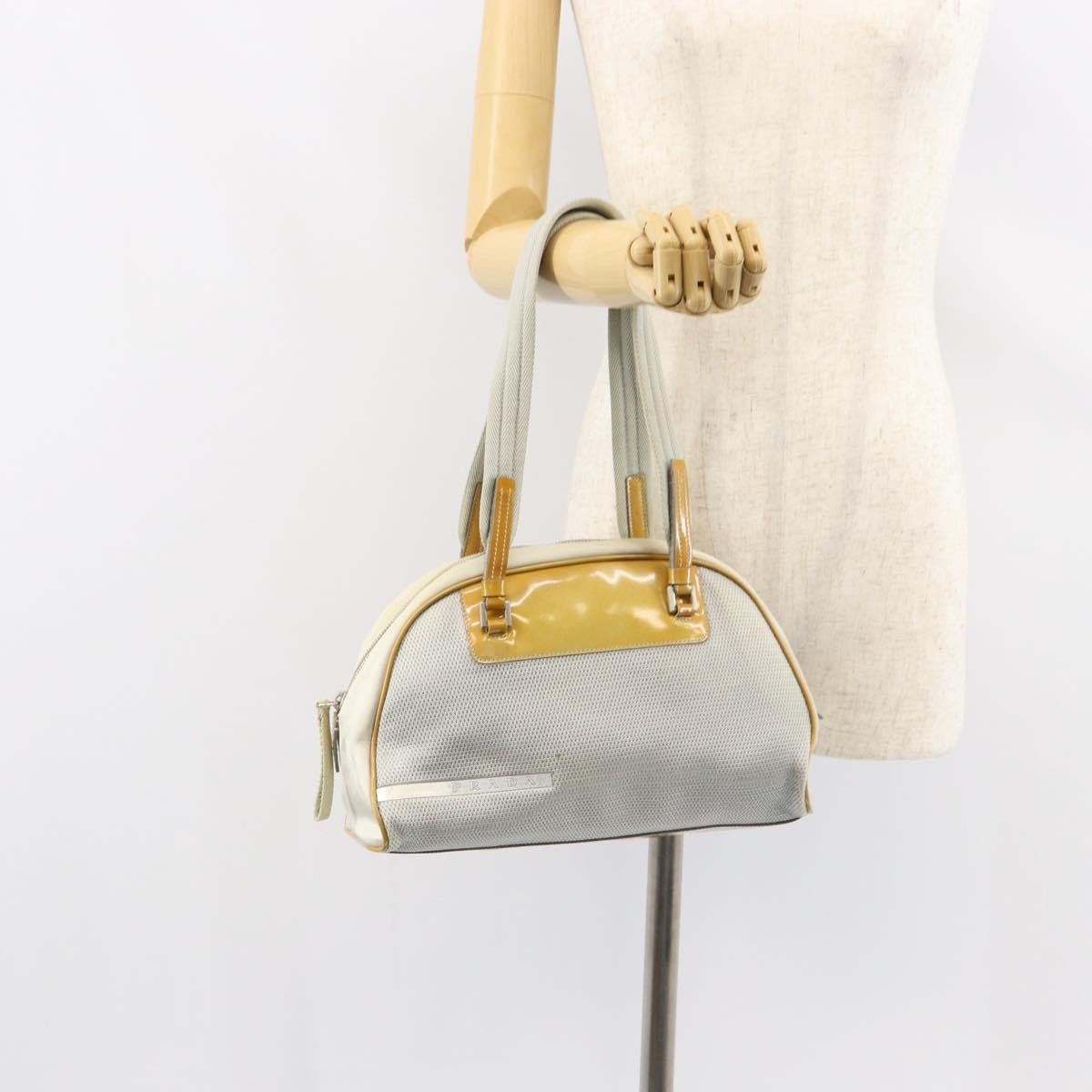 Prada PRADA Tote Bag Nylon Silver Authentic bs30636