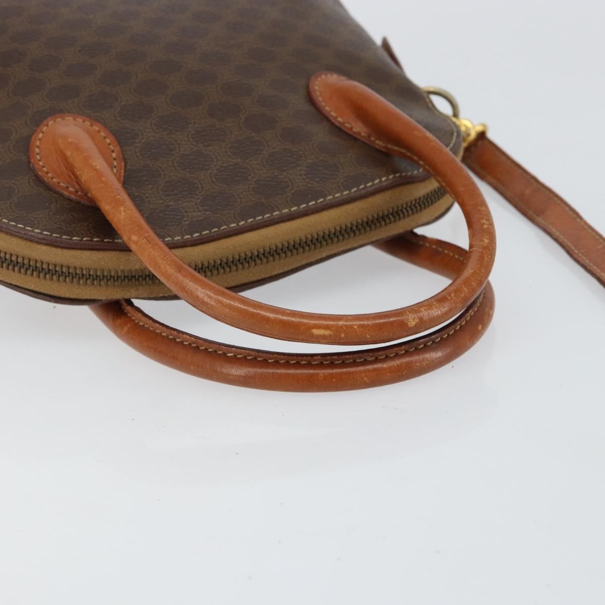 Celine CELINE Macadam Canvas Hand Bag PVC 2way Brown Gold Authentic 151939