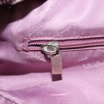 Salvatore Ferragamo Salvatore Ferragamo Gancini Hand Bag Suede Leather Pink Silver Authentic bs30801